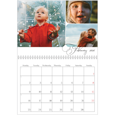 A4 Double Photo Calendar — Snapshots and script [February]