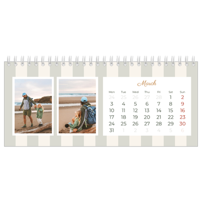 Desk calendars — Script and stripes [March]