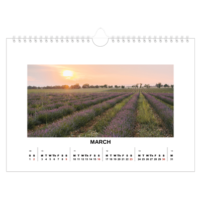 A4 Landscape Photo Calendar — Simple photo [March]