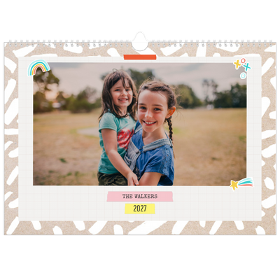Family Planners A3 Landscape — Rustic Planner - Family of 5 [cover]