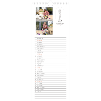 Slim Calendar  — Simple botanical [February]