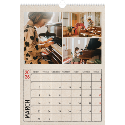 A3 photo calendars — Craft stamp effect [March]