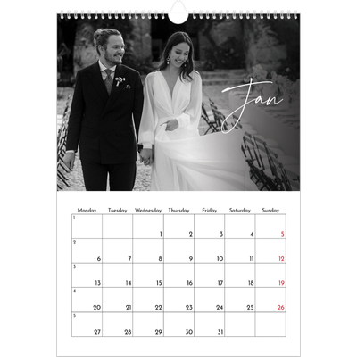 A3 photo calendars — Elegant script [January]