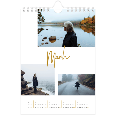A5 Photo Calendar — Gold marker pen [March]