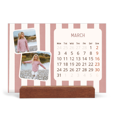 Easel Desk Calendar Landscape  — Retro patterns [March]