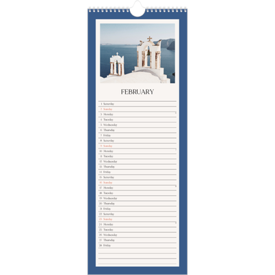 Slim Calendar  — Classic colours [February]