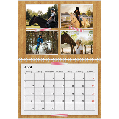 A4 Double Photo Calendar — Craft tape [April]