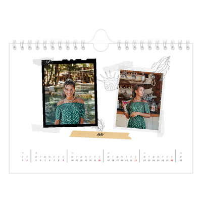 A5 Landscape Photo Calendar — Scrapbook flair [May]
