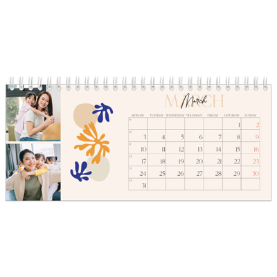 Desk calendars — Minimalist coral [March]