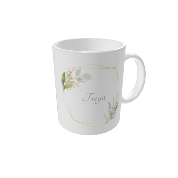Personalised mugs — Eucalyptus and gold branch