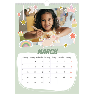 A3 photo calendars — Rainbow unicorn [March]