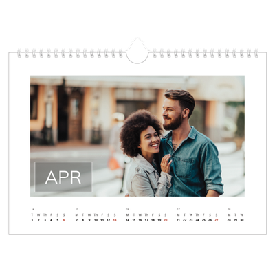 A4 Landscape Photo Calendar — Date box overlay [April]