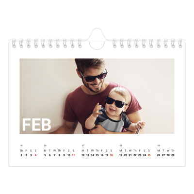 A5 Landscape Photo Calendar — Big month [February]