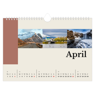 A4 Landscape Photo Calendar — Sights of the world [April]