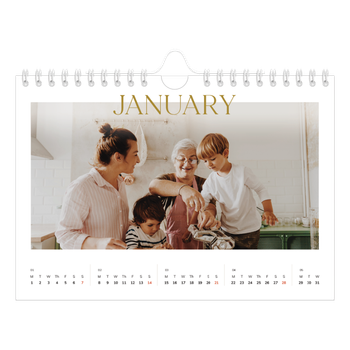 A5 Landscape Photo Calendar — Big gold text