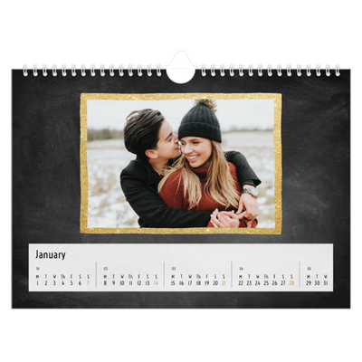 A4 Landscape Photo Calendar — Glitter frames [January]