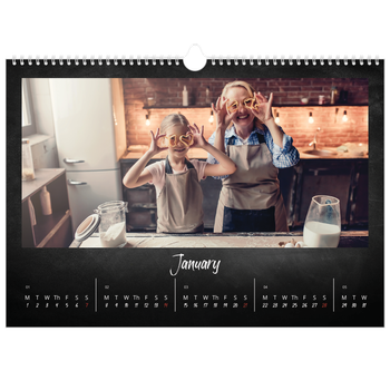 A3 Landscape Photo Calendar — Chalkboard style