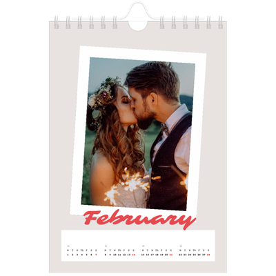 A5 Photo Calendar — Signed in crimson [February]