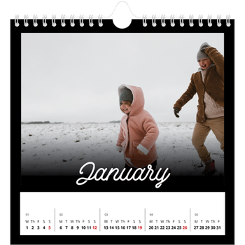 Square Photo Calendar — Black minimal