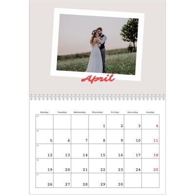 A4 Double Photo Calendar — Signed in crimson [April]