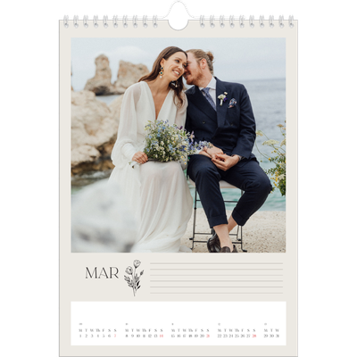 A4 Photo Calendar — Initials in bloom [March]