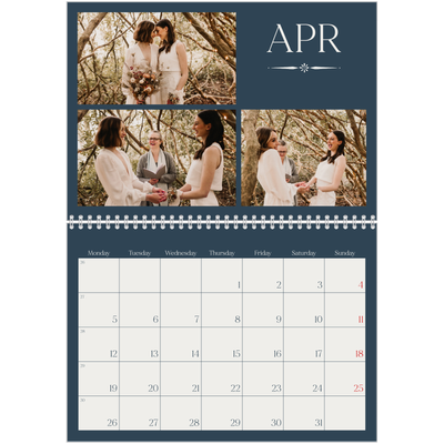 A4 Double Photo Calendar — Slate and serifs [April]