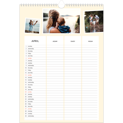 A3 Family Planner — Modern Planner - Family of 3 [April]