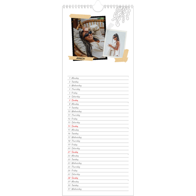 Slim Calendar  — Scrapbook flair [March]