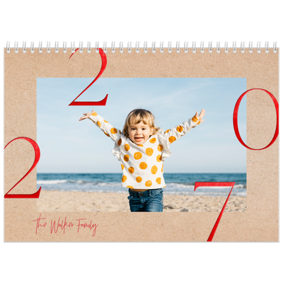 A4 Double Photo Calendar — Pops of red [cover]