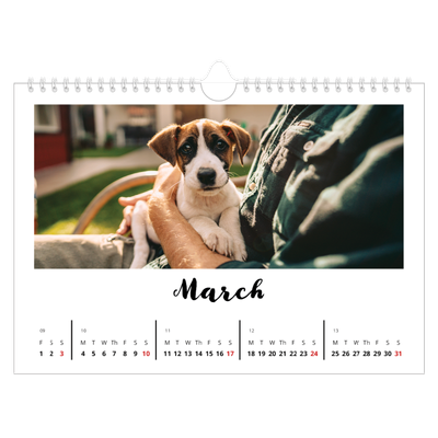 A4 Landscape Photo Calendar — Handwritten [March]