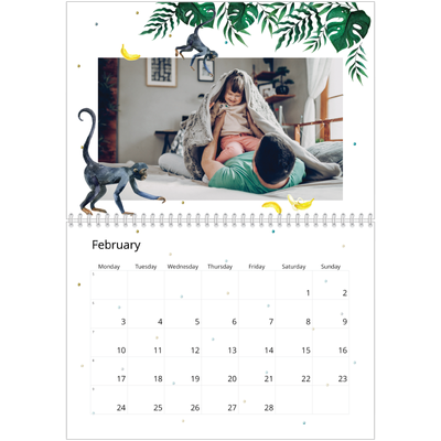 A4 Double Photo Calendar — Watercolour animals [February]