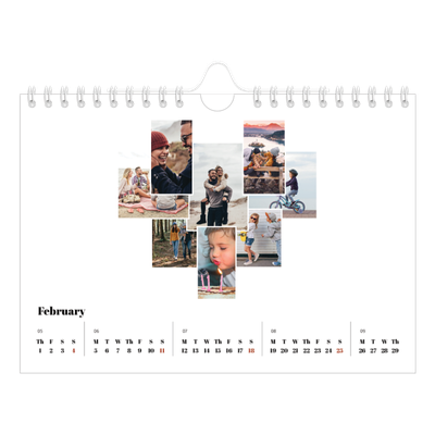 A5 Landscape Photo Calendar — Collage shapes [February]