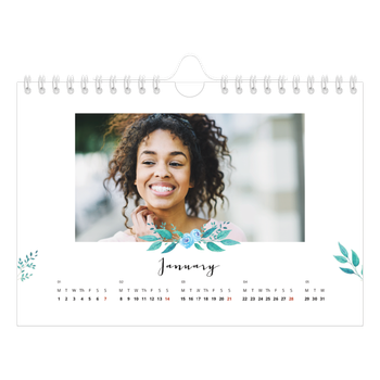 A5 Landscape Photo Calendar — Flower illustrations