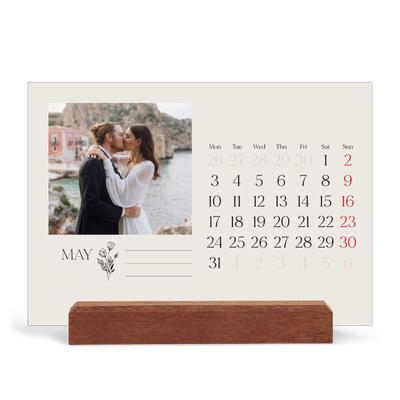 Easel Desk Calendar Landscape  — Initials in bloom [cover]