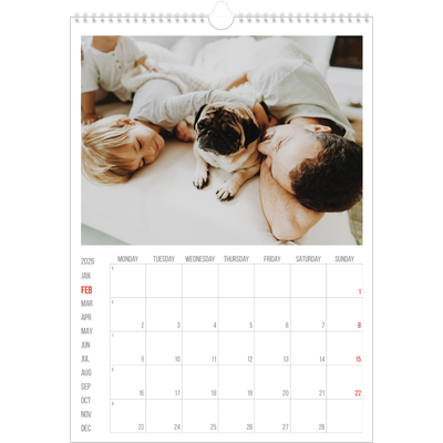 A3 photo calendars — Red highlights [February]