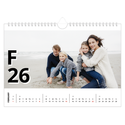 A4 Landscape Photo Calendar — Letter style [February]