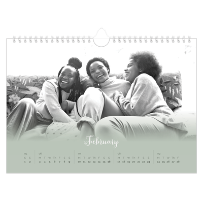 A4 Landscape Photo Calendar — Misty green [February]