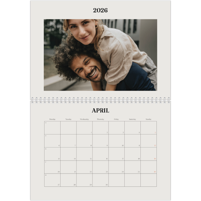 A4 Double Photo Calendar — Simple ivory [April]