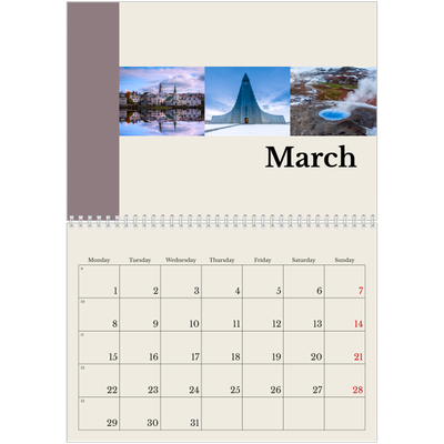 A4 Double Photo Calendar — Sights of the world [March]