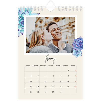 A5 Photo Calendar — Painted flowers [February]