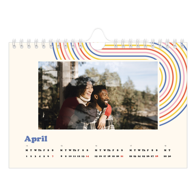 A5 Landscape Photo Calendar — Retro stripes [April]