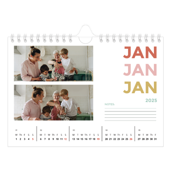 A5 Landscape Photo Calendar — Colourful type