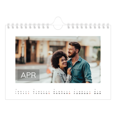 A5 Landscape Photo Calendar — Date box overlay [April]