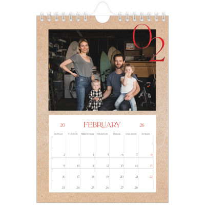 A5 Photo Calendar — Pops of red [February]