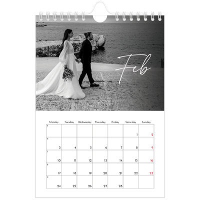 A5 Photo Calendar — Elegant script [February]