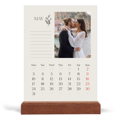Easel Desk Calendar Portrait  — Initials in bloom [cover]
