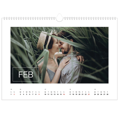 A3 Photo Calendar — Date box overlay [February]