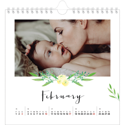 Square calendars  — Flower illustrations [February]