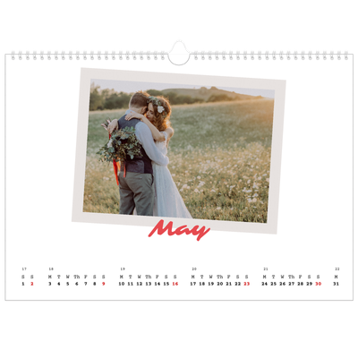A3 Photo Calendar — Signed in crimson [May]