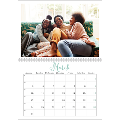 A4 Double Photo Calendar — Hello world [March]